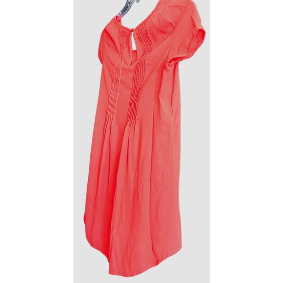 DECREE CAP SLV PULL-OVER TUNIC BLOUSE, WOMENS, XS, ORANGE/PEACH, HIGH-LOW - Picture 4 of 11